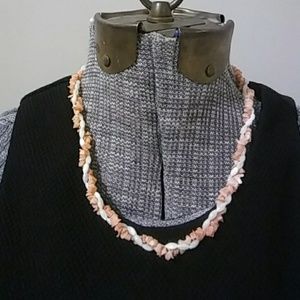 3/$18 Vintage 70's Necklace With Mother of Pearl  Beads & Coral Chips